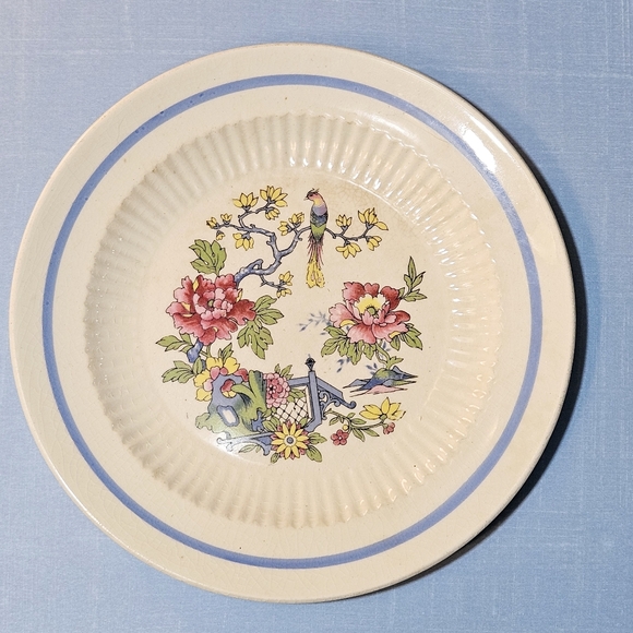 Vintage Plate with Flowering Tree Design - Picture 2 of 13